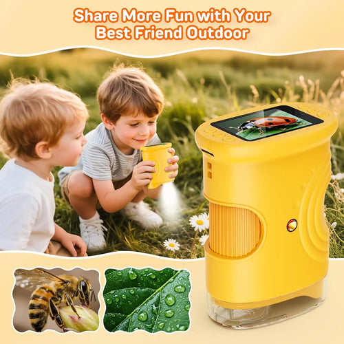 Handheld Digital Microscope for Kids with 2.0" IPS Screen, USB Rechargeable Pocket Microscope Toy