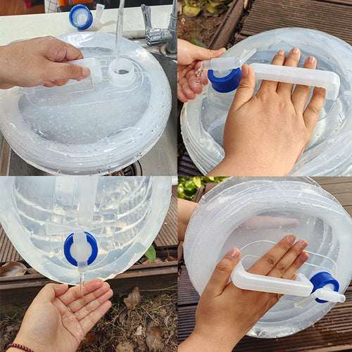 Collapsible Water Storage Bucket 5L/10L/15L – Portable Leak-Proof PEVA Container for Camping, Hiking & Emergency Use