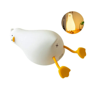 LED Duck Night Light, Rechargeable Touch Silicone Animal Lamp for Bedroom & Kids Gift