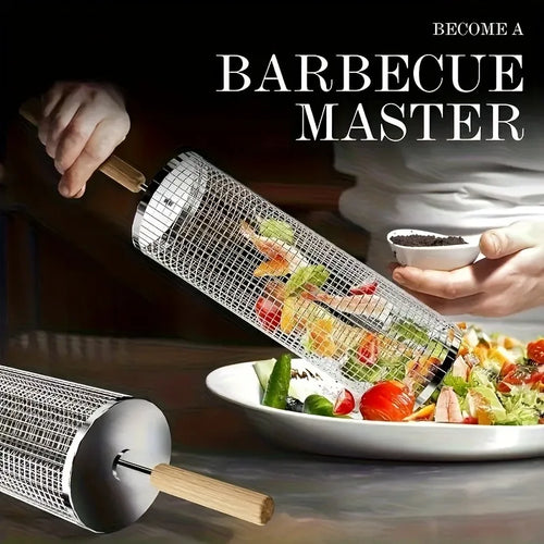 Stainless Steel Rolling BBQ Grill Basket Set