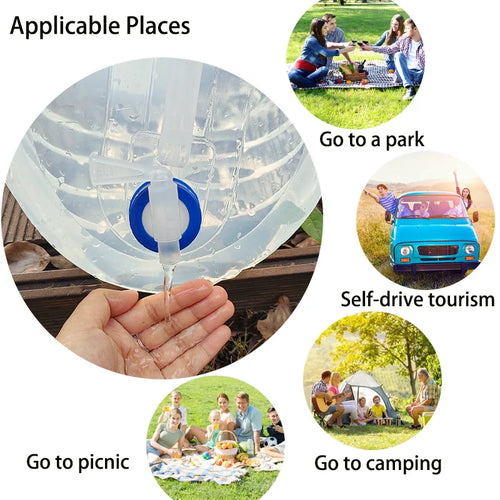 Collapsible Water Storage Bucket 5L/10L/15L – Portable Leak-Proof PEVA Container for Camping, Hiking & Emergency Use