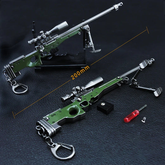 18cm AWM Metal Miniature Model 1:6 Zinc Alloy Game Ornament with Detachable Scope & Bipod, Non-Firing Collectible