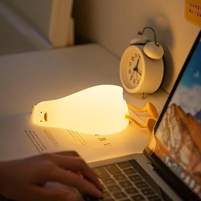 LED Duck Night Light, Rechargeable Touch Silicone Animal Lamp for Bedroom & Kids Gift