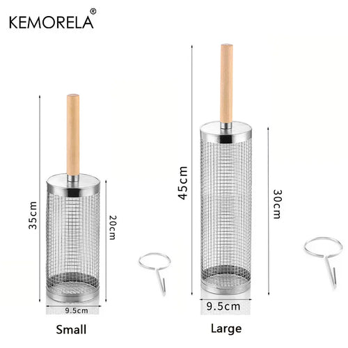 Stainless Steel Rolling BBQ Grill Basket Set