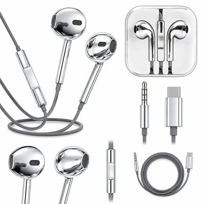 Metallic Finish Wired Earphones with Microphone, In-Line Remote & Crystal Storage Case