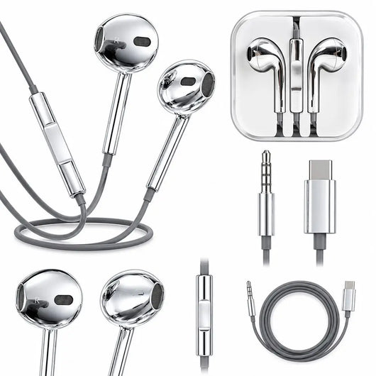 Metallic Finish Wired Earphones with Microphone, In-Line Remote & Crystal Storage Case