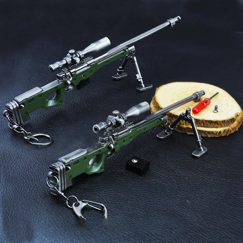 18cm AWM Metal Miniature Model 1:6 Zinc Alloy Game Ornament with Detachable Scope & Bipod, Non-Firing Collectible