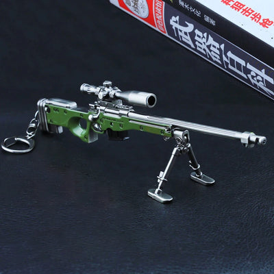 18cm AWM Metal Miniature Model 1:6 Zinc Alloy Game Ornament with Detachable Scope & Bipod, Non-Firing Collectible
