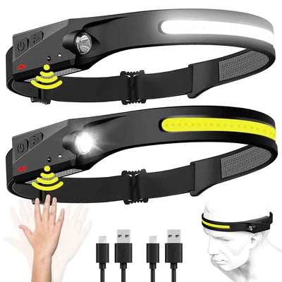 Heinast LED Induction Headlamp USB Rechargeable Head Torch, 3W, 180° Beam, Waterproof, Built-in Battery