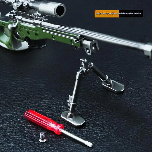 18cm AWM Metal Miniature Model 1:6 Zinc Alloy Game Ornament with Detachable Scope & Bipod, Non-Firing Collectible