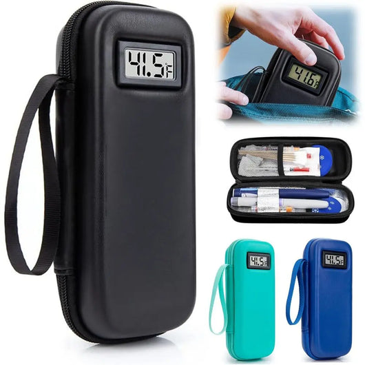 Insulin Cooler Travel Case with Thermometer Display – Waterproof Thermal Insulated Medicine Organizer Bag