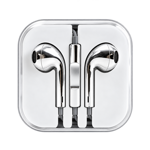 Crystal storage case containing the metallic wired earphones